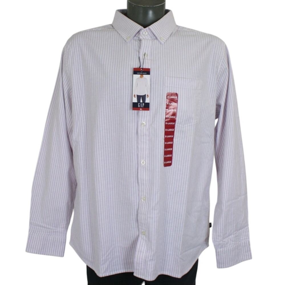 Vintage 90s GAP Pink & White Striped Oxford Button Up Shirt Mens XL Deadstock